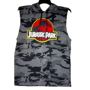 Jurassic park boys graphic sleeveless hoodie drawstring t-shirt size 2XL